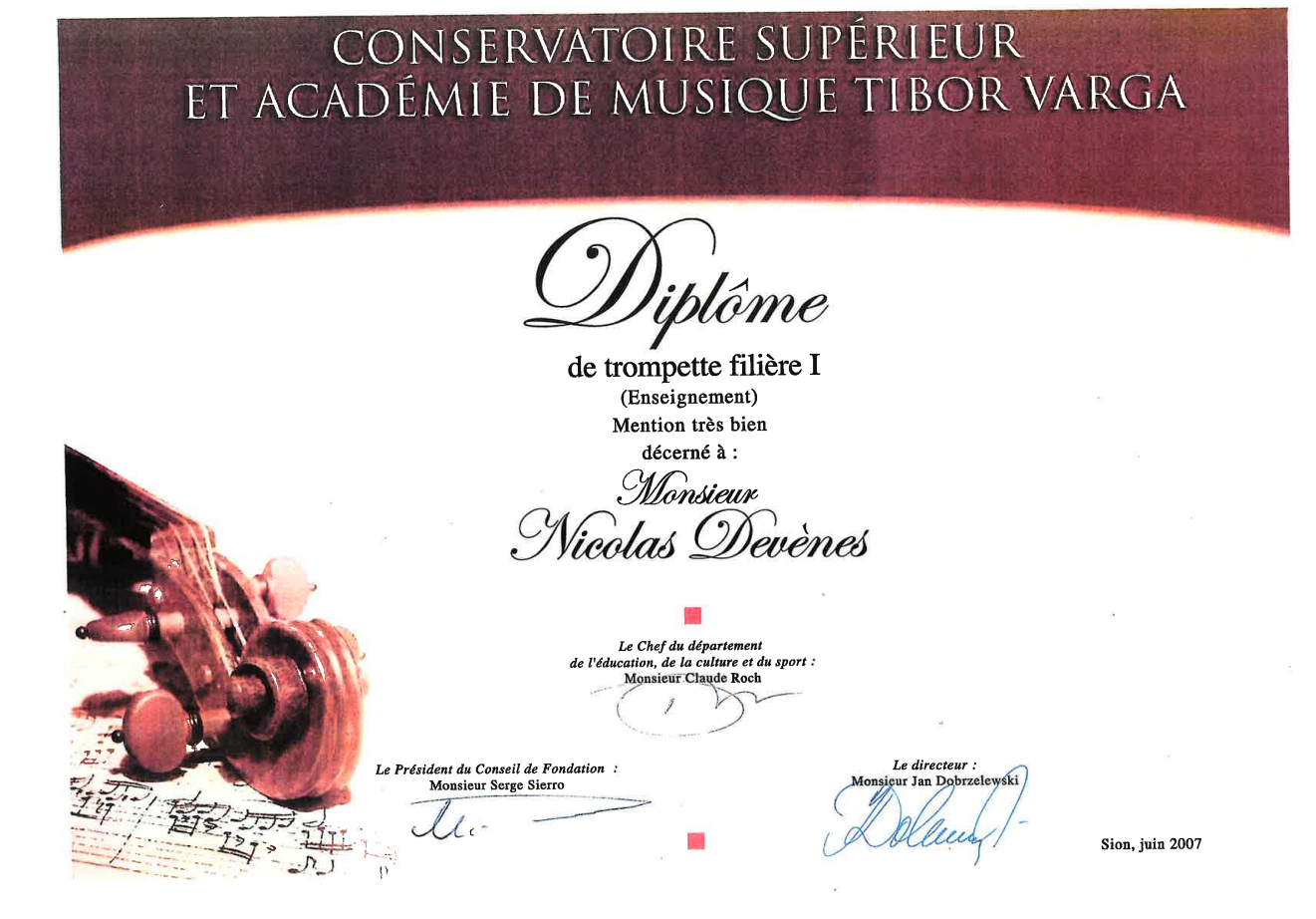 Diplôme Tibor Varga Nicolas Devènes